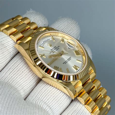 rolex day-date 40 yellow gold silver roman|rolex oyster 40mm yellow gold.